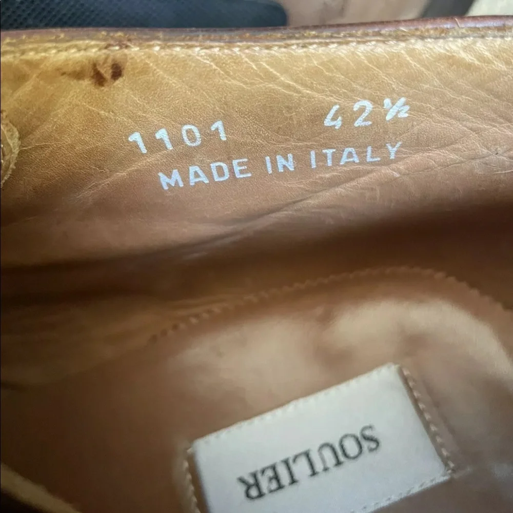 Soulier Dress Shoes Brown Leather Oxfords Mens 9.5 42.5 Italy